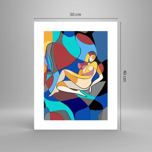 Plakat - Kubistisk nøgen - 30x40 cm