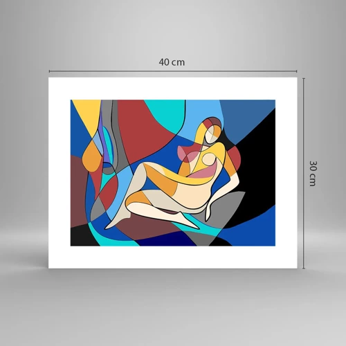 Plakat - Kubistisk nøgen - 40x30 cm