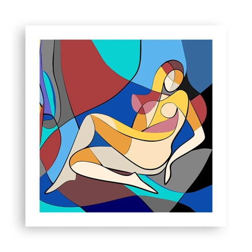 Plakat - Kubistisk nøgen - 50x50 cm