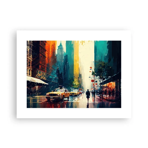 Plakat - New York - her er selv regnen farverig - 40x30 cm