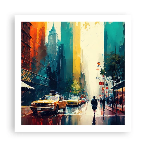 Plakat - New York - her er selv regnen farverig - 60x60 cm