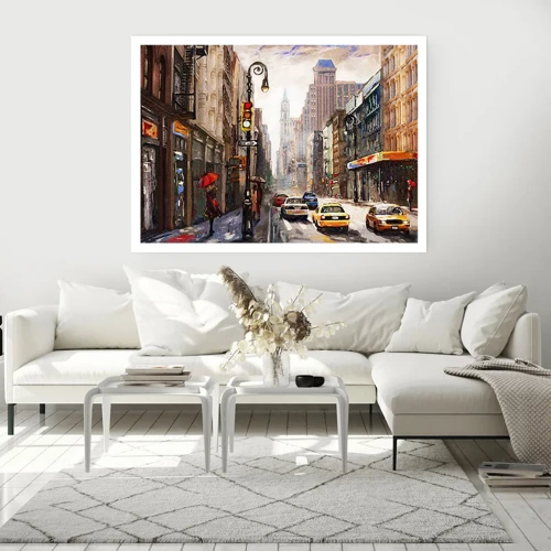 Plakat - New York - også farverig i regnvejr - 100x70 cm