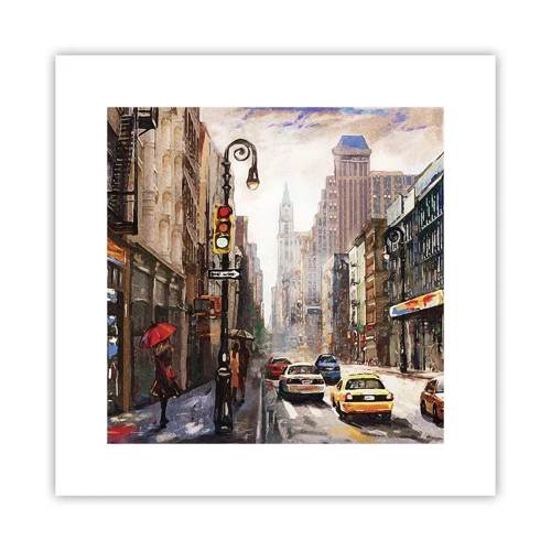 Plakat - New York - også farverig i regnvejr - 30x30 cm