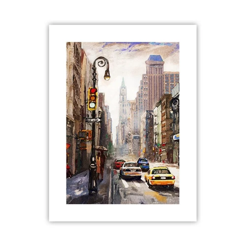 Plakat - New York - også farverig i regnvejr - 30x40 cm