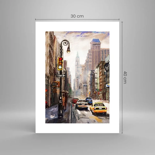 Plakat - New York - også farverig i regnvejr - 30x40 cm