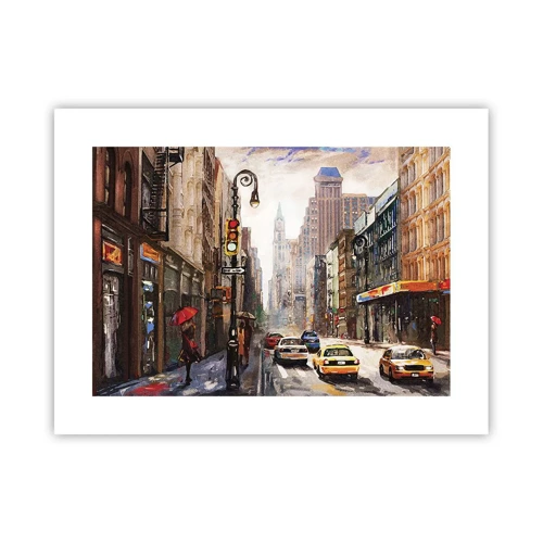 Plakat - New York - også farverig i regnvejr - 40x30 cm