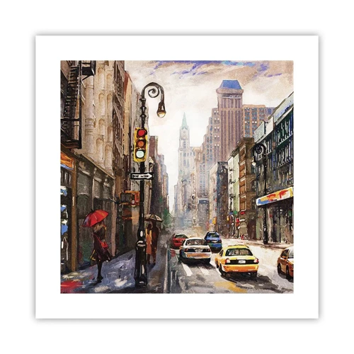 Plakat - New York - også farverig i regnvejr - 40x40 cm
