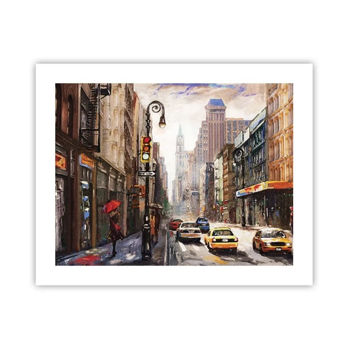 Plakat - New York - også farverig i regnvejr - 50x40 cm