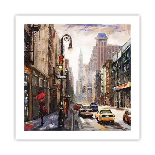 Plakat - New York - også farverig i regnvejr - 50x50 cm