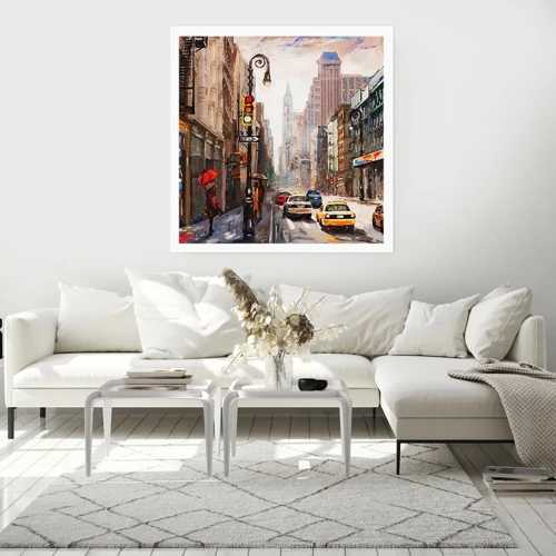 Plakat - New York - også farverig i regnvejr - 50x50 cm