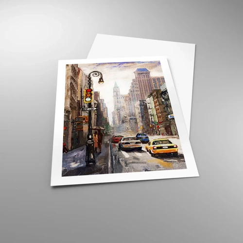 Plakat - New York - også farverig i regnvejr - 50x70 cm