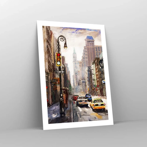 Plakat - New York - også farverig i regnvejr - 50x70 cm