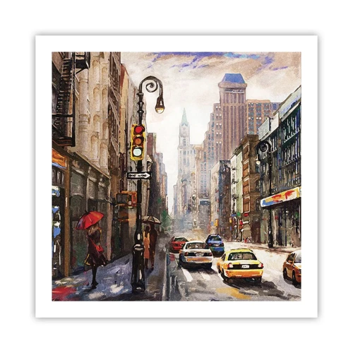 Plakat - New York - også farverig i regnvejr - 60x60 cm