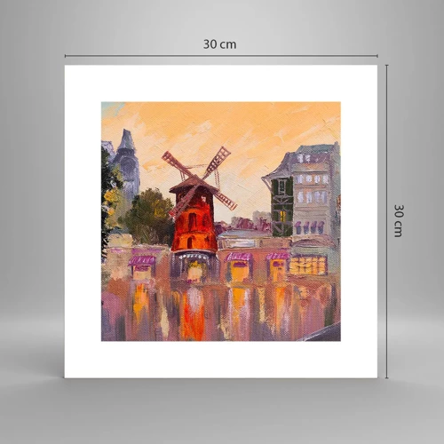 Plakat - Parisiske ikoner - Moulin Rouge - 30x30 cm