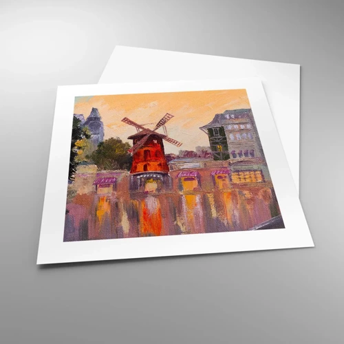 Plakat - Parisiske ikoner - Moulin Rouge - 40x40 cm