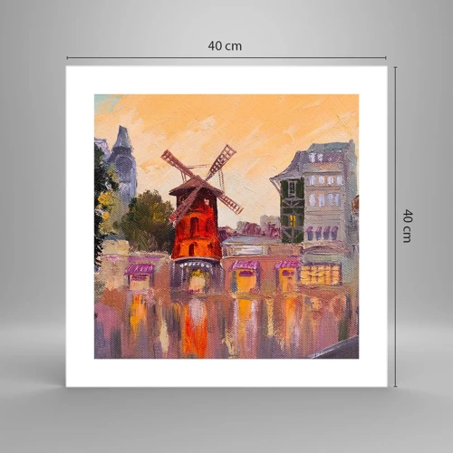 Plakat - Parisiske ikoner - Moulin Rouge - 40x40 cm