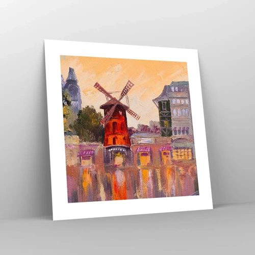 Plakat - Parisiske ikoner - Moulin Rouge - 40x40 cm