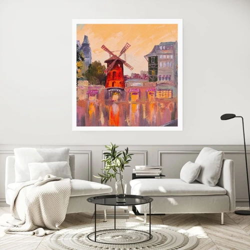 Plakat - Parisiske ikoner - Moulin Rouge - 40x40 cm