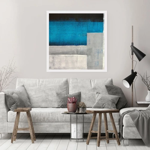 Plakat - Poetisk komposition af grå og blå - 50x50 cm