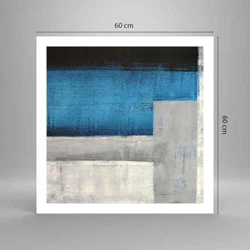 Plakat - Poetisk komposition af grå og blå - 60x60 cm
