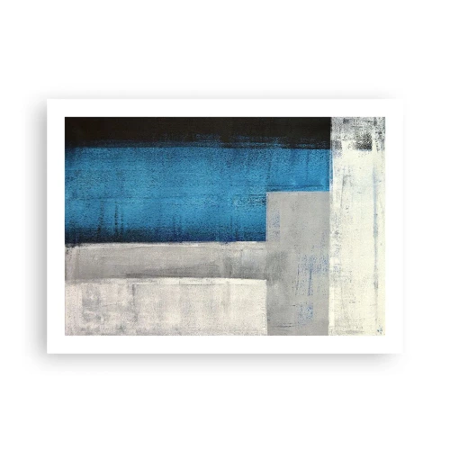 Plakat - Poetisk komposition af grå og blå - 70x50 cm