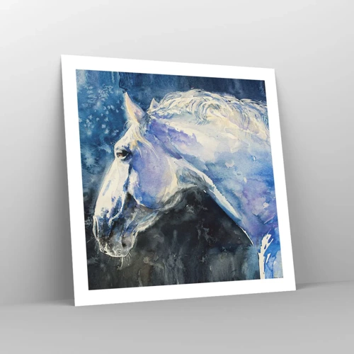 Plakat - Portræt i et blåt skær - 60x60 cm