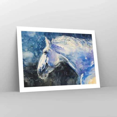 Plakat - Portræt i et blåt skær - 70x50 cm