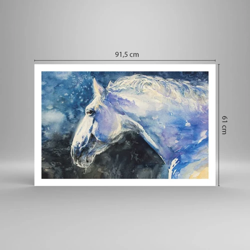 Plakat - Portræt i et blåt skær - 91x61 cm