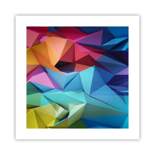 Plakat - Regnbue origami - 40x40 cm