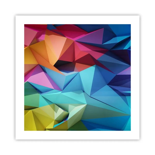 Plakat - Regnbue origami - 50x50 cm