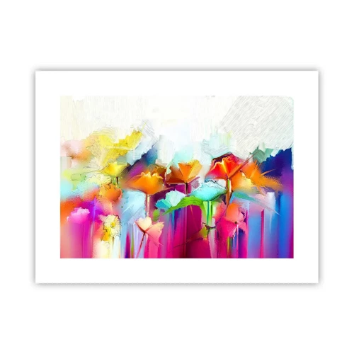 Plakat - Regnbuen i blomstring - 40x30 cm