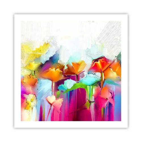 Plakat - Regnbuen i blomstring - 60x60 cm