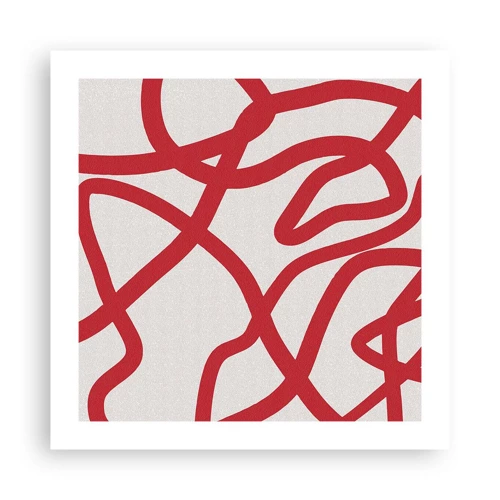 Plakat - Rød på hvid - 50x50 cm