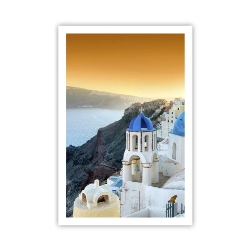 Plakat - Santorini - omfavnet af klipperne - 61x91 cm