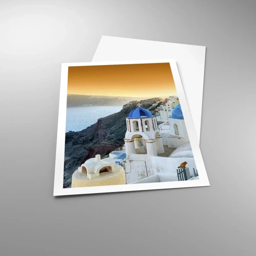 Plakat - Santorini - omfavnet af klipperne - 61x91 cm