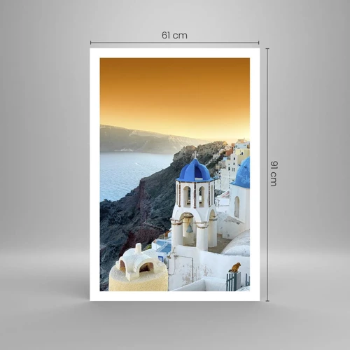 Plakat - Santorini - omfavnet af klipperne - 61x91 cm