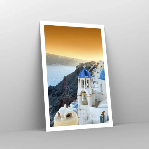 Plakat - Santorini - omfavnet af klipperne - 61x91 cm