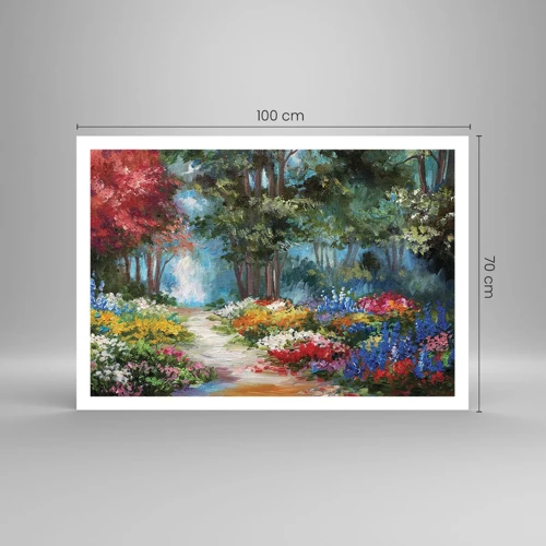 Plakat - Skovhave, blomsterskov - 100x70 cm