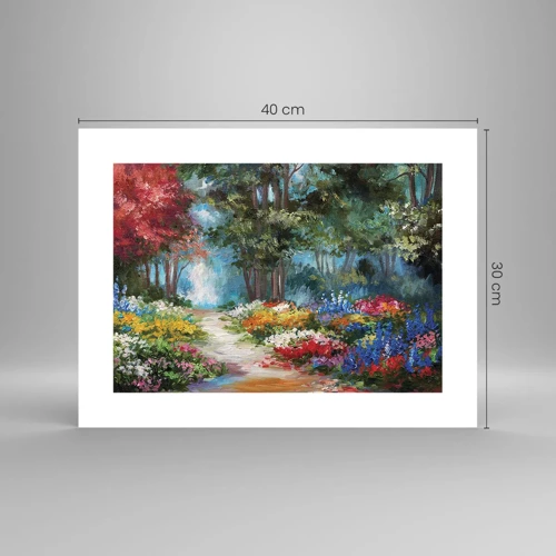Plakat - Skovhave, blomsterskov - 40x30 cm