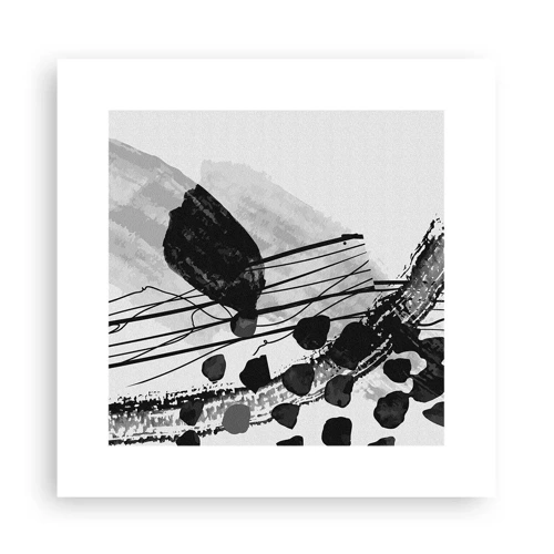 Plakat - Sort og hvid organisk abstraktion - 30x30 cm