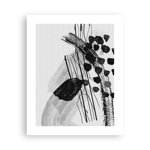 Plakat - Sort og hvid organisk abstraktion - 40x50 cm
