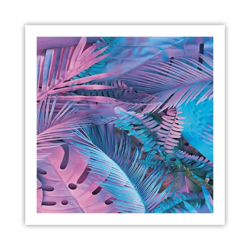 Plakat - Troperne i lyserød og blå - 60x60 cm