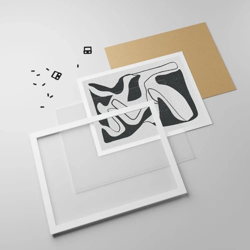 Plakat i hvid ramme - Abstrakt leg i en labyrint - 100x70 cm