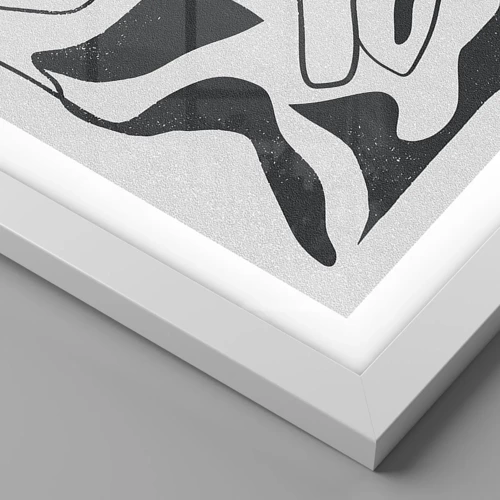 Plakat i hvid ramme - Abstrakt leg i en labyrint - 100x70 cm