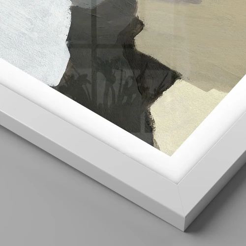 Plakat i hvid ramme - Abstraktion: afsked med det grå - 100x70 cm