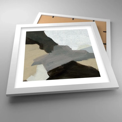 Plakat i hvid ramme - Abstraktion: afsked med det grå - 30x30 cm
