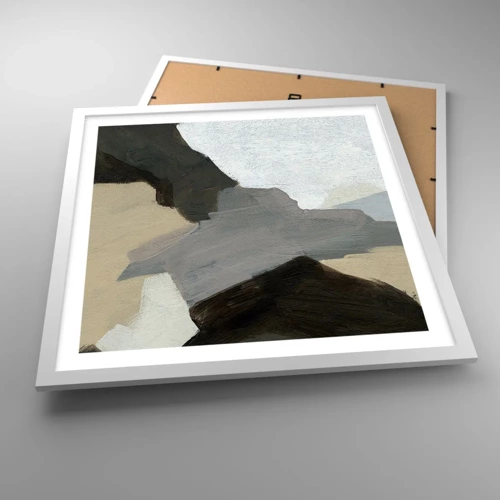Plakat i hvid ramme - Abstraktion: afsked med det grå - 50x50 cm