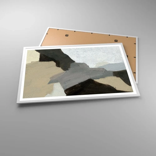 Plakat i hvid ramme - Abstraktion: afsked med det grå - 91x61 cm