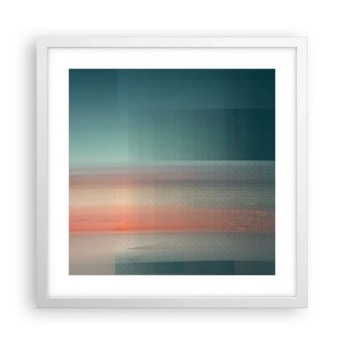 Plakat i hvid ramme - Abstraktion: bølger af lys - 40x40 cm
