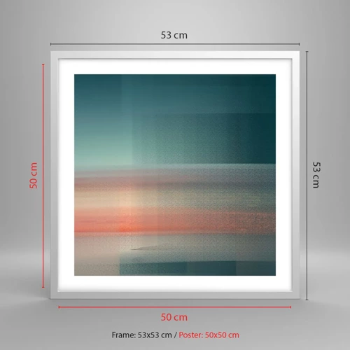 Plakat i hvid ramme - Abstraktion: bølger af lys - 50x50 cm